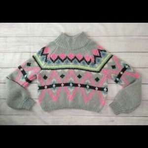 Hollister Cozy Neon + Grey Sweater *Super Soft*